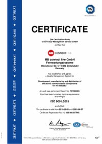 ISO 9001 2015 Certificaat MB connect line